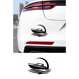 Sürat Teknesi Oto Sticker - Deniz Teknesi Araç Cam Sticker 15x10cm