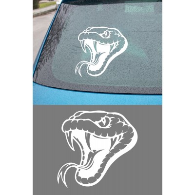 Yılan Oto Sticker - Agresif Kobra Araç Cam Sticker - Araba Motor Kask Sticker 15x14cm
