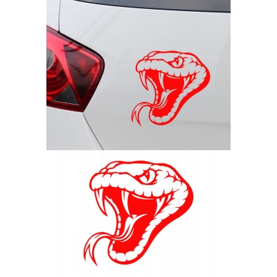 Yılan Oto Sticker - Agresif Kobra Araç Cam Sticker - Araba Motor Kask Sticker 15x14cm