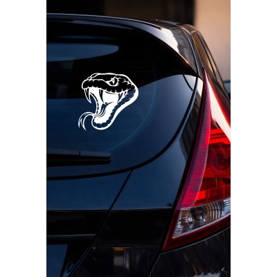 Yılan Oto Sticker - Agresif Kobra Araç Cam Sticker - Araba Motor Kask Sticker 15x14cm
