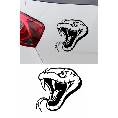 Yılan Oto Sticker - Agresif Kobra Araç Cam Sticker - Araba Motor Kask Sticker 15x14cm