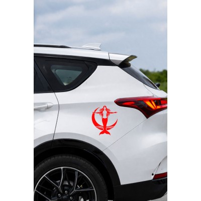 Denizkızı Sticker - Ay İçinde Denizkızı Oto Sticker - Araba Motor Sticker 13x15cm