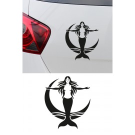 Denizkızı Sticker - Ay İçinde Denizkızı Oto Sticker - Araba Motor Sticker 13x15cm