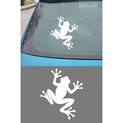 Kurbağa Silüet Oto Sticker - Tırmanan Kurbağa Sticker - Araba Motosiklet Kask Sticker 12x15cm