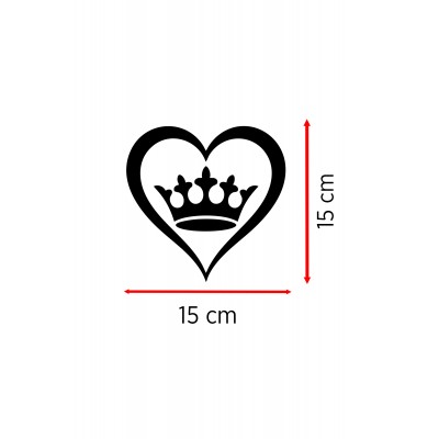Taçlı Kalp Sticker - Minimal Kalp Taç Oto Sticker - Araç Cam Sticker 15x15cm