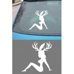 Geyik Kadın Sticker - Araba Motor Sticker - Kask Sticker 15x15cm