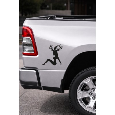 Geyik Kadın Sticker - Araba Motor Sticker - Kask Sticker 15x15cm