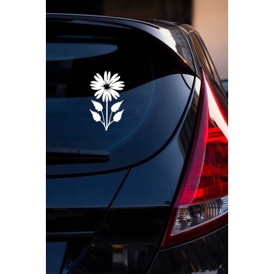 Çiçek Oto Sticker - Papatya Sticker - Araç Aksesar - Motor Kask Sticker 9x15cm