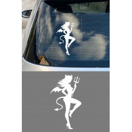 Kadın Sticker - Seksi Şeytan Oto Sticker - Motor Kask Sticker 9x15cm