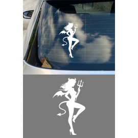 Kadın Sticker - Seksi Şeytan Oto Sticker - Motor Kask Sticker 9x15cm