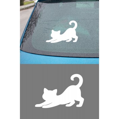 Esneyen Kedi Sticker - Kedi Araba Sticker - Minimal Kedi Oto Sticker 15x10cm