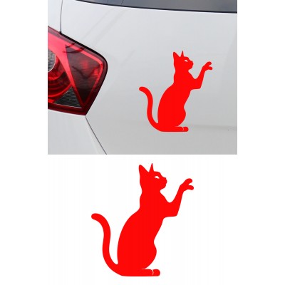 Kedi Sticker - Araba Sticker - Kedi Siluet Oto Sticker 14x15cm