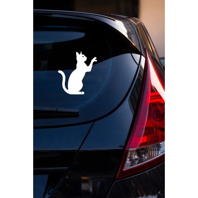 Kedi Sticker - Araba Sticker - Kedi Siluet Oto Sticker 14x15cm
