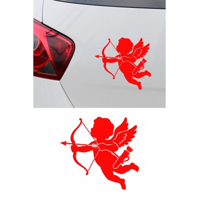 Aşk Meleği Araba Sticker - Ok Yayan Melek Oto Sticker - Araç Sticker 15x14cm