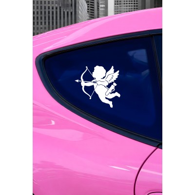 Aşk Meleği Araba Sticker - Ok Yayan Melek Oto Sticker - Araç Sticker 15x14cm