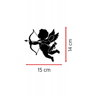 Aşk Meleği Araba Sticker - Ok Yayan Melek Oto Sticker - Araç Sticker 15x14cm