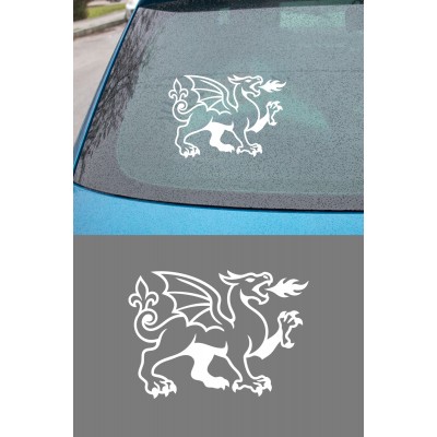 Ejderha Sticker - Ateş Püsküren Ejderha Oto Sticker - Araba Motor Kask Sticker 15x11cm