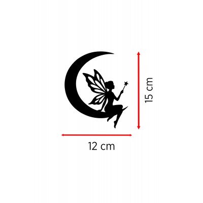 Peri Sticker - Ay Üstünde Peri Oto Sticker - Araba Motor Aksesuar Sticker 12x15cm