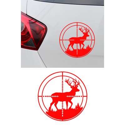 Geyik Nişangah Sticker - Avcı Oto Sticker - Geyik Araç Sticker 15x15cm