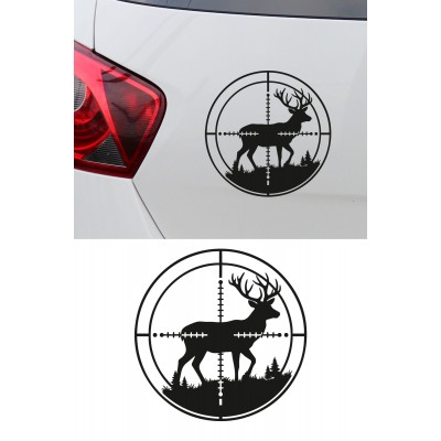 Geyik Nişangah Sticker - Avcı Oto Sticker - Geyik Araç Sticker 15x15cm