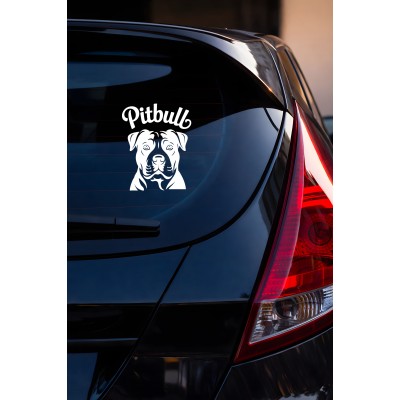 Pitbull Yazılı Sticker - Pitbull Köpeği Araba Sticker - Pitbull Logo Oto Sticker 12x15cm