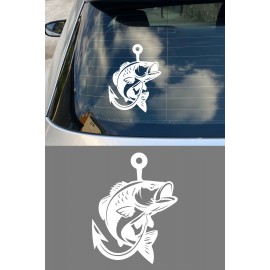 Balık Kanca Sticker - Balıkçı Araba Sticker - Olta Balık Oto Sticker 12x15cm