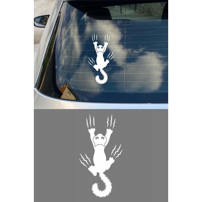 Tırmanan Sevimli Kedi Sticker – Oto Araba Motor Sticker - Sevimli Kedi Çıkartma 8x15cm