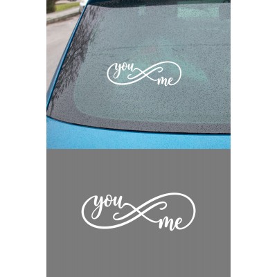 You & Me Yazılı Oto Sticker - Sonsuzluk İşareti Araba Motor Sticker 20x7cm