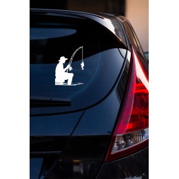 Balık Tutan Adam Sticker - Balıkçı Araç Sticker - Araba Motor Sticker 11x15cm
