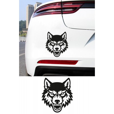 Vahşi Kurt Oto Sticker - Alfa Kurt Araba Motor Sticker - Laptop Araba Oto Motor Çıkartma 14x15cm