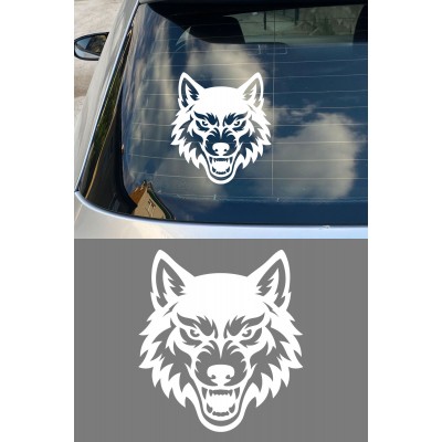 Vahşi Kurt Oto Sticker - Alfa Kurt Araba Motor Sticker - Laptop Araba Oto Motor Çıkartma 14x15cm