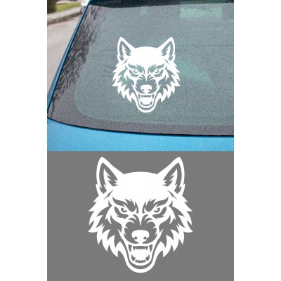 Vahşi Kurt Oto Sticker - Alfa Kurt Araba Motor Sticker - Laptop Araba Oto Motor Çıkartma 14x15cm