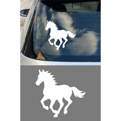 At Silüeti Oto Sticker – Minimal At Figürlü Araç Sticker 15x14cm