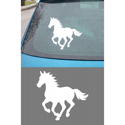 At Silüeti Oto Sticker – Minimal At Figürlü Araç Sticker 15x14cm