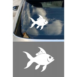 Balık Figürlü Oto Sticker - Araç Cam Kaput Sticker - Sevimli Balık Çıkartması 15x12cm