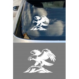 Kartal Oto Sticker - Kartal ve Dağ Figürlü Çıkartma - Araba Motor Sticker 15x11cm