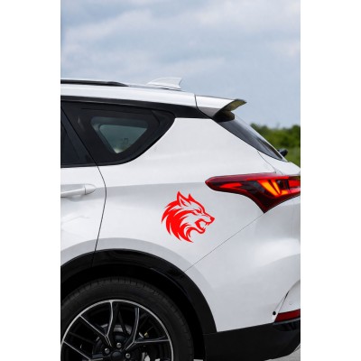 Kurt Oto Sticker – Agresif Kurt Figürlü Araba Cam Kaput Motor Sticker 15x14cm