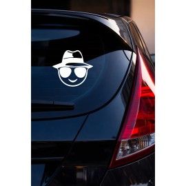 Gözlüklü Emoji Araç Sticker - Emoji Figürlü Motor Oto Sticker 15x13cm