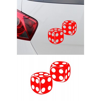 Şans Zarı Oto Sticker - Zar Figürlü Araba Motor Sticker 15x12cm