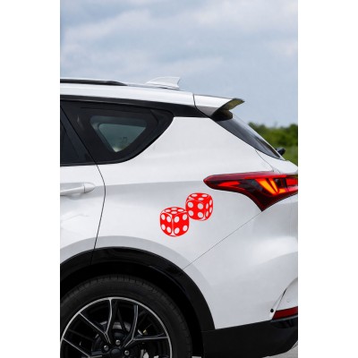 Şans Zarı Oto Sticker - Zar Figürlü Araba Motor Sticker 15x12cm