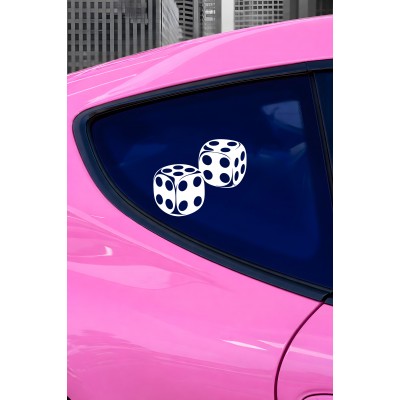 Şans Zarı Oto Sticker - Zar Figürlü Araba Motor Sticker 15x12cm