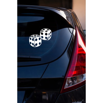 Şans Zarı Oto Sticker - Zar Figürlü Araba Motor Sticker 15x12cm