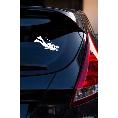 Sualtı Dalgıç Sticker – Araba Oto Dekoratif Sticker 15x9cm