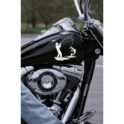 Balıkçı Araba Stickerı – Olta ile Balık Avı Oto Sticker - Araba Motor Oto Sticker 15x14cm