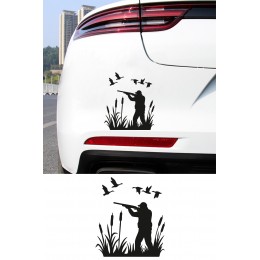 Avcı Araba Stickerı - Doğa ve Kuş Avı Temalı Tasarım - Araba Motor Oto Sticker 15x13cm