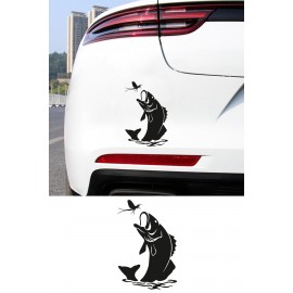 Balık Figürlü Oto Sticker - Balık Temalı Araba Stickerı - Dekoratif Motor Sticker 15x10cm