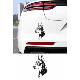 Doberman Araba Stickerı – Köpek Figürlü Oto Sticker - Köpek Temalı Motor Sticker 15x8cm