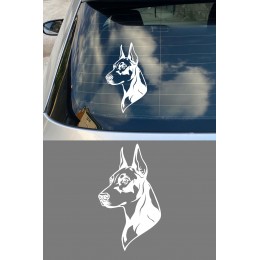 Doberman Araba Stickerı – Köpek Figürlü Oto Sticker - Köpek Temalı Motor Sticker 15x8cm