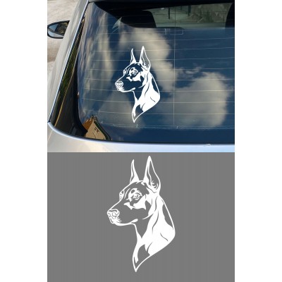 Doberman Araba Stickerı – Köpek Figürlü Oto Sticker - Köpek Temalı Motor Sticker 15x8cm