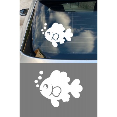 Balık Sticker – Sevimli Balık Figürlü Araba Oto Sticker - Motor Oto Sticker 15x12cm